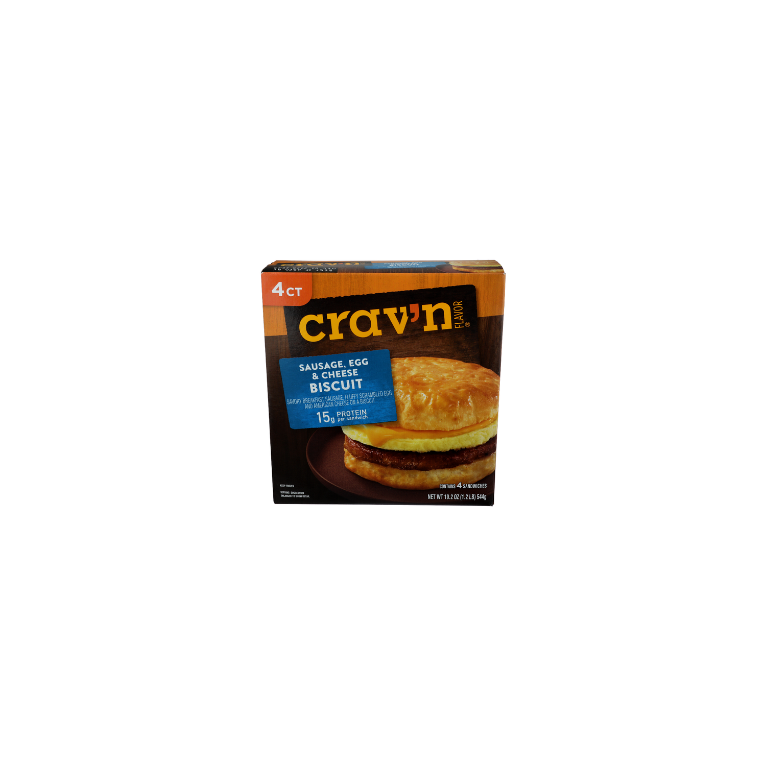CRAV'N Flavor Sausage Egg & Cheese Breakfast Biscuit - 4.8 Ounce - 4 Count Image 1 of 4
