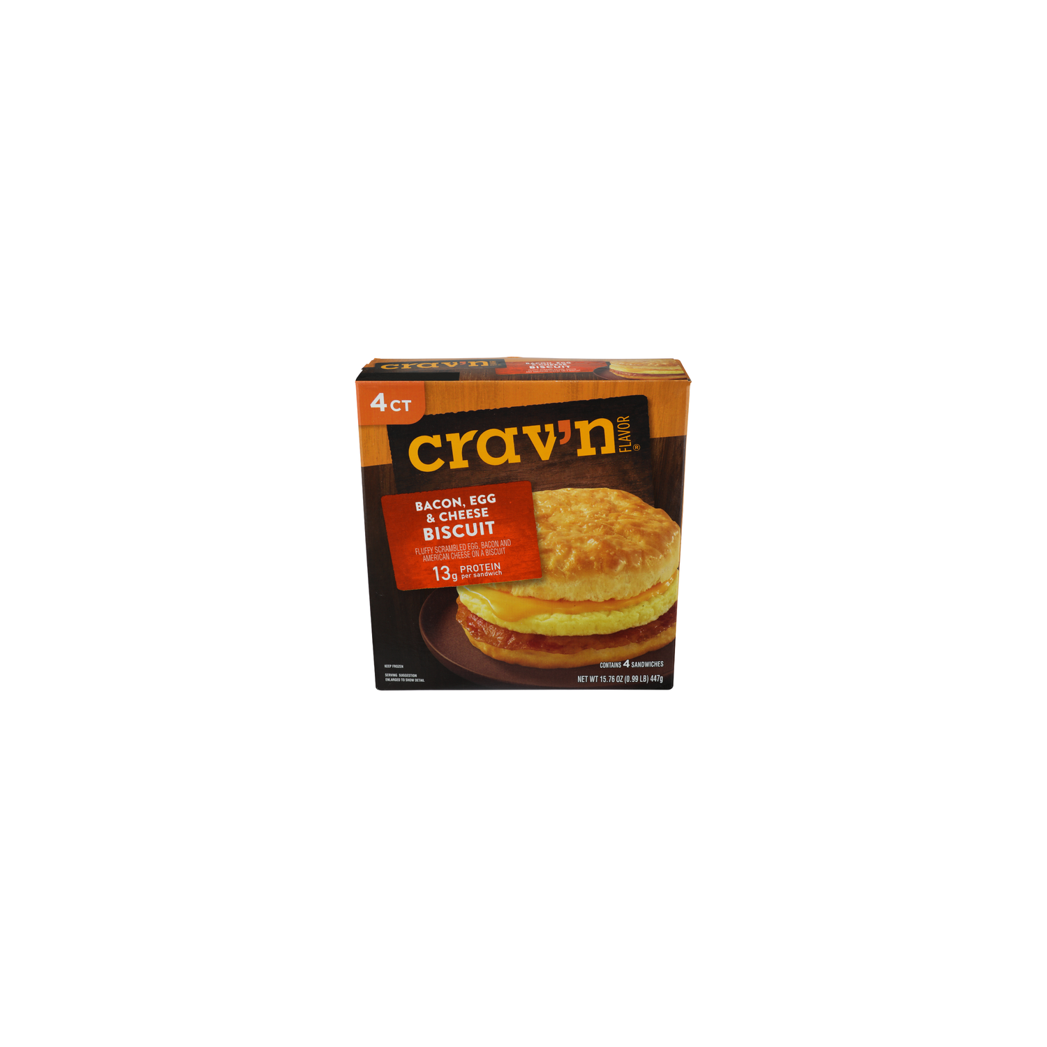 CRAV'N Flavor Bacon Egg & Cheese Breakfast Biscuit - 3.94 Ounce - 4 Count Image 1 of 4