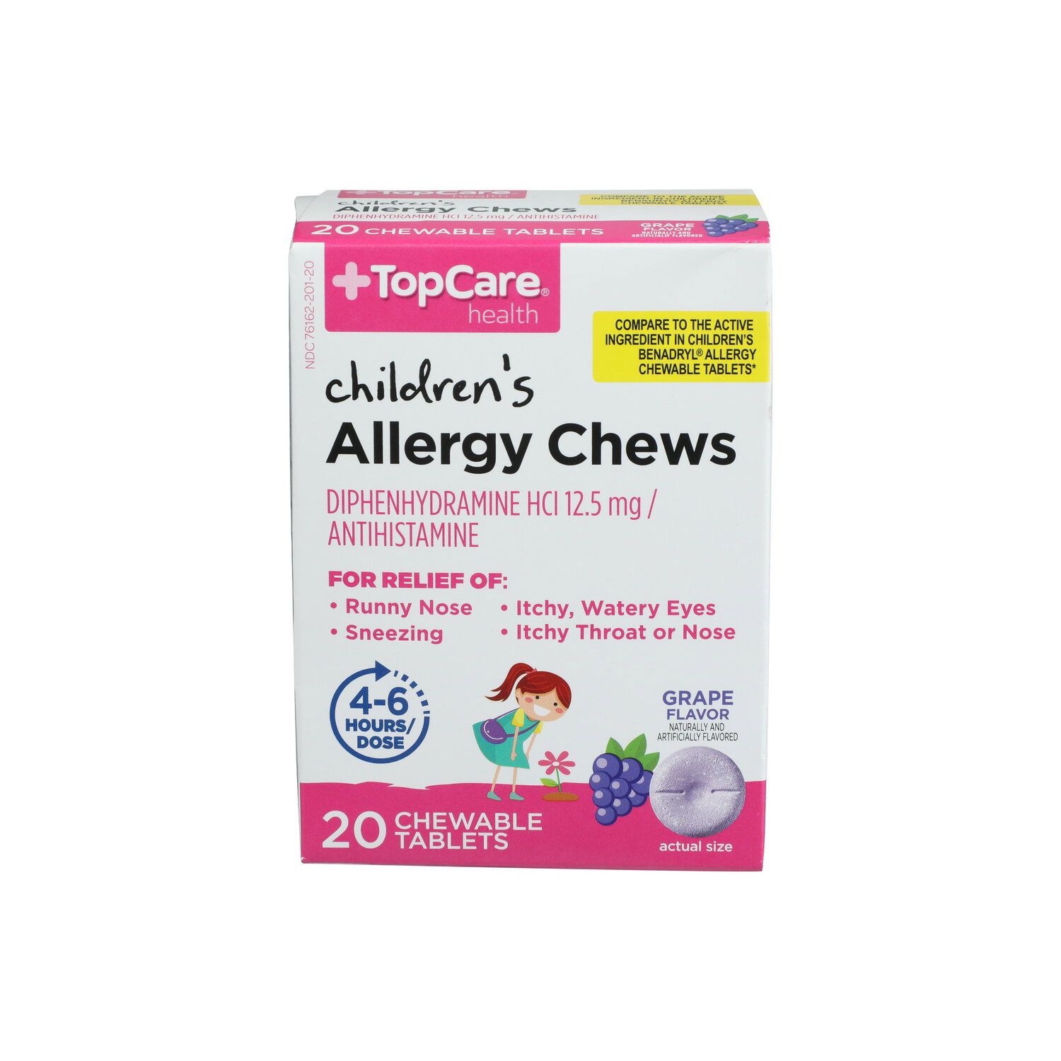 TopCare Health Children's Grape Flavor Allergy Chewable Tablets - 20 Count Image 1 of 4