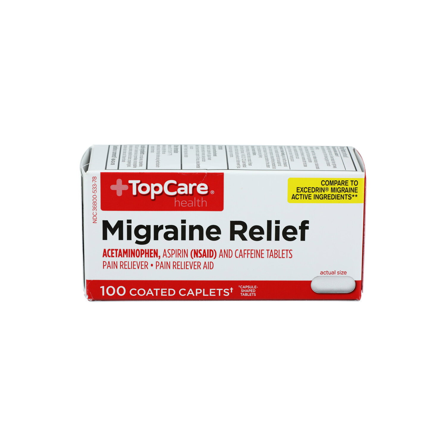 Top Care Health Migraine Relief Caplets - 100 Count Image 1 of 4