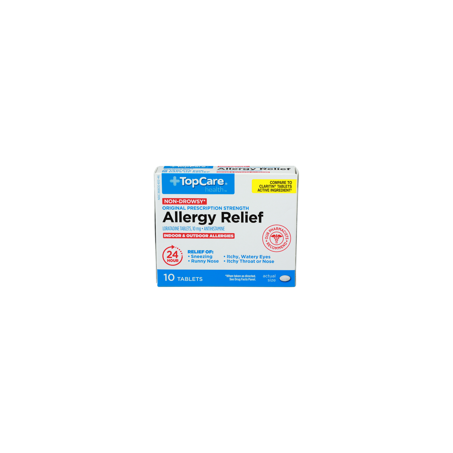 Topcare Health Loratadine Tablets, Antihistamine Health Allergy Relief - 10 Count Image 1 of 2