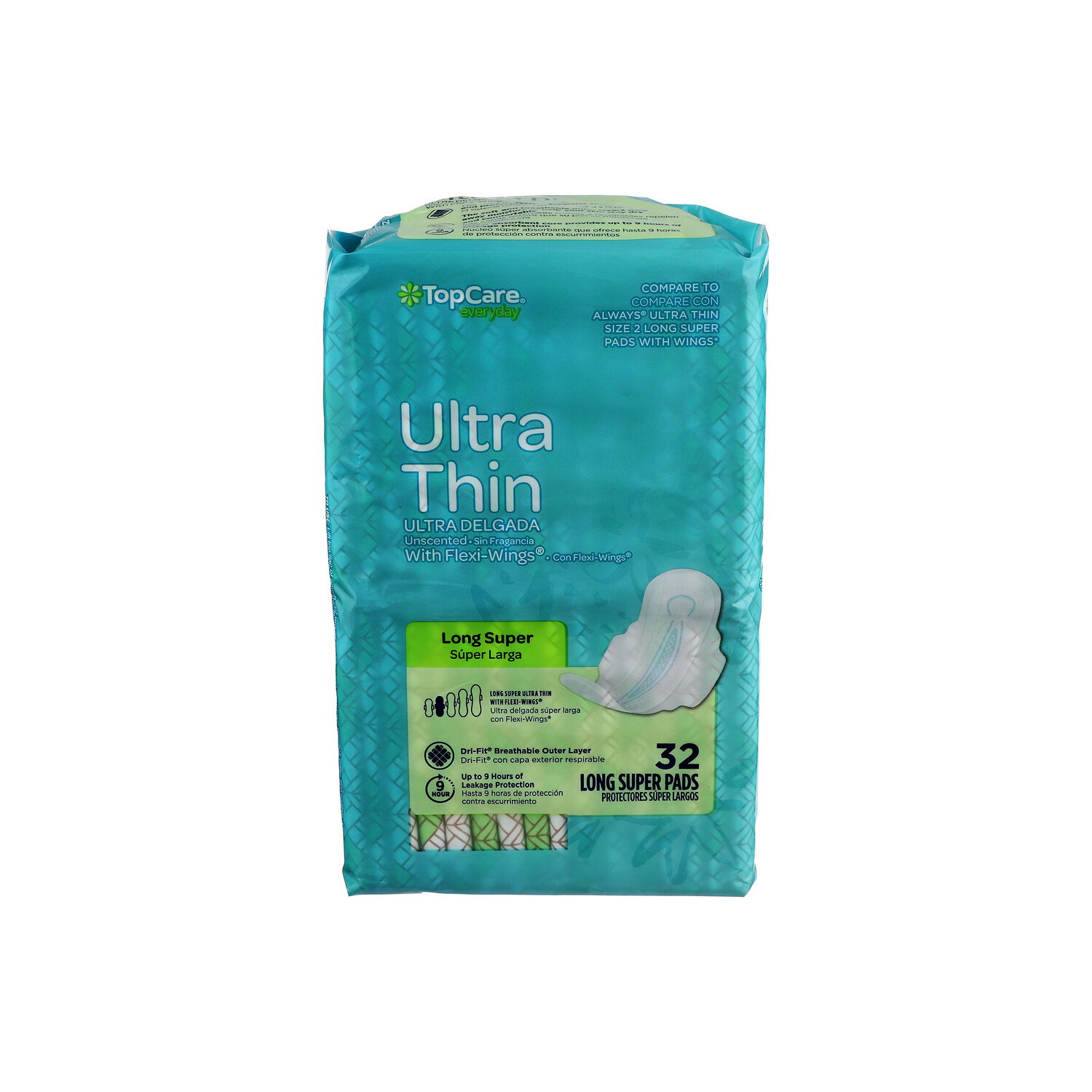 Top Care Everyday Ultra Thin Long Super Pads With Wings - 32 Count Image 1 of 3