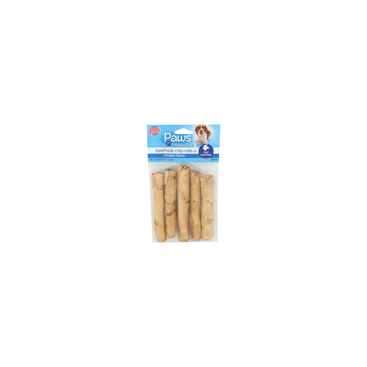 Paws Happy Life Chicken Flavor Beefhide Chip Rolls For Dogs - 0.42 Ounce - 5 Count Image 1 of 3