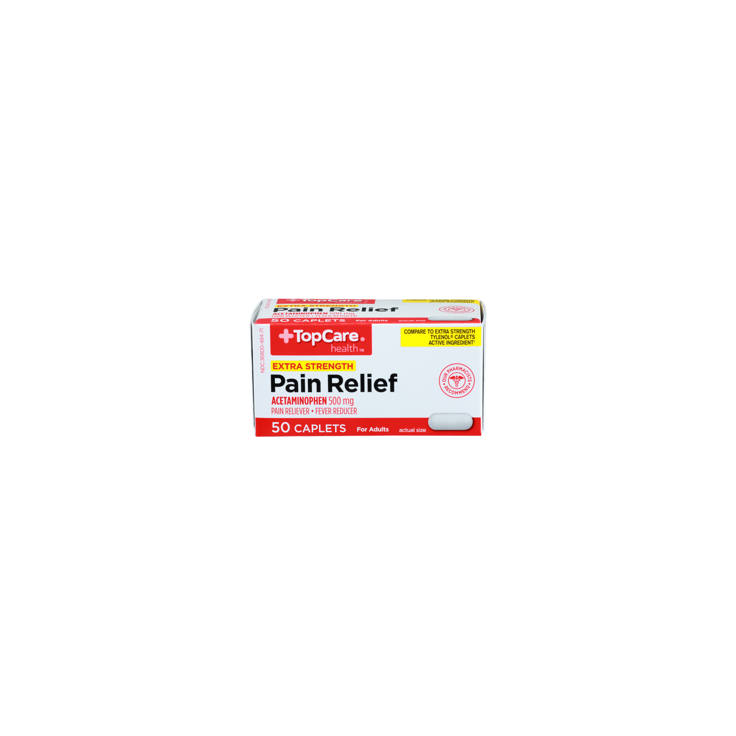 TopCare Health Extra Strength Acetaminophen Pain & Fever Caplets - 50 Count Image 1 of 4