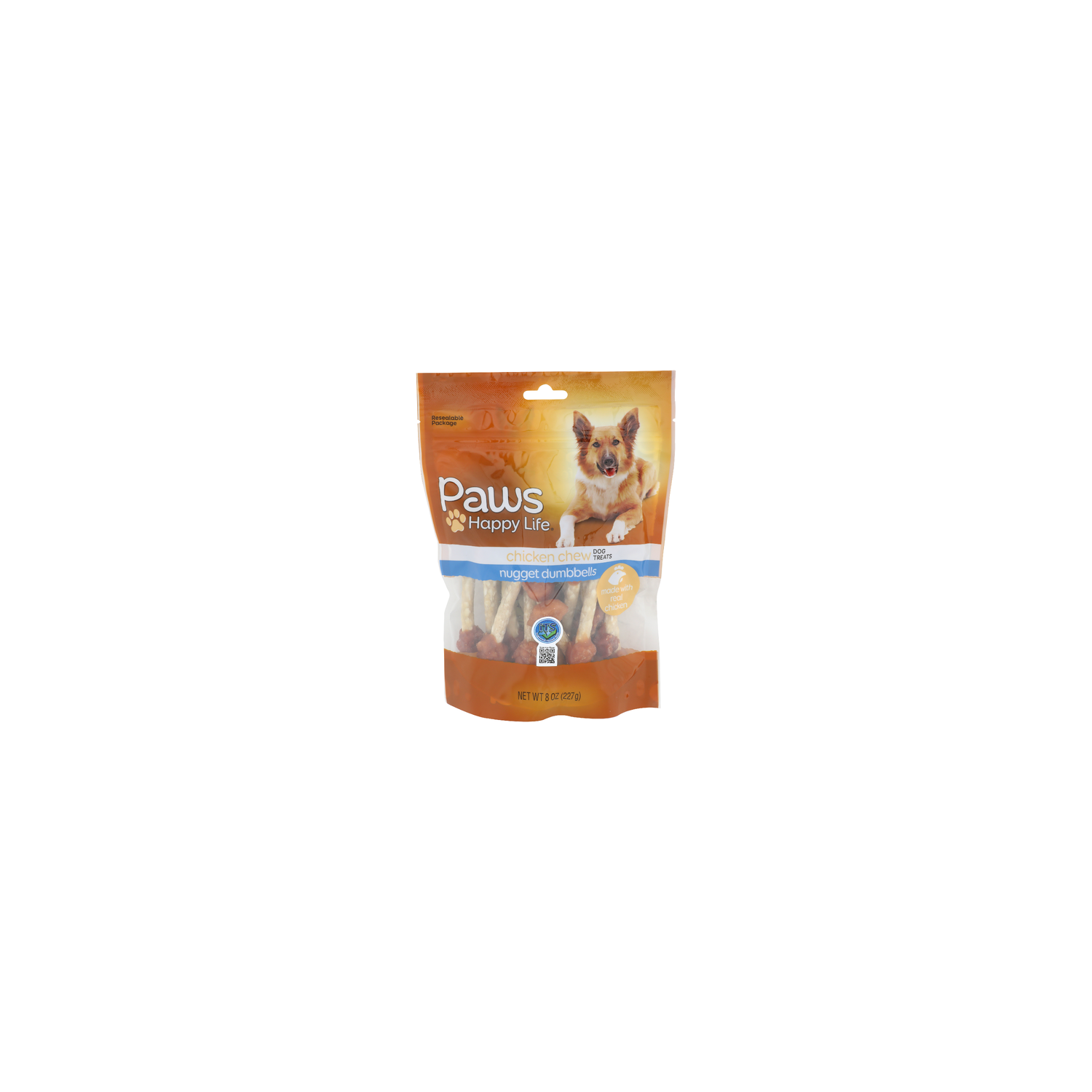 Paws Happy Life Chicken Chew Nugget Dumbbells Dog Treats - 8 Ounce Image 1 of 4