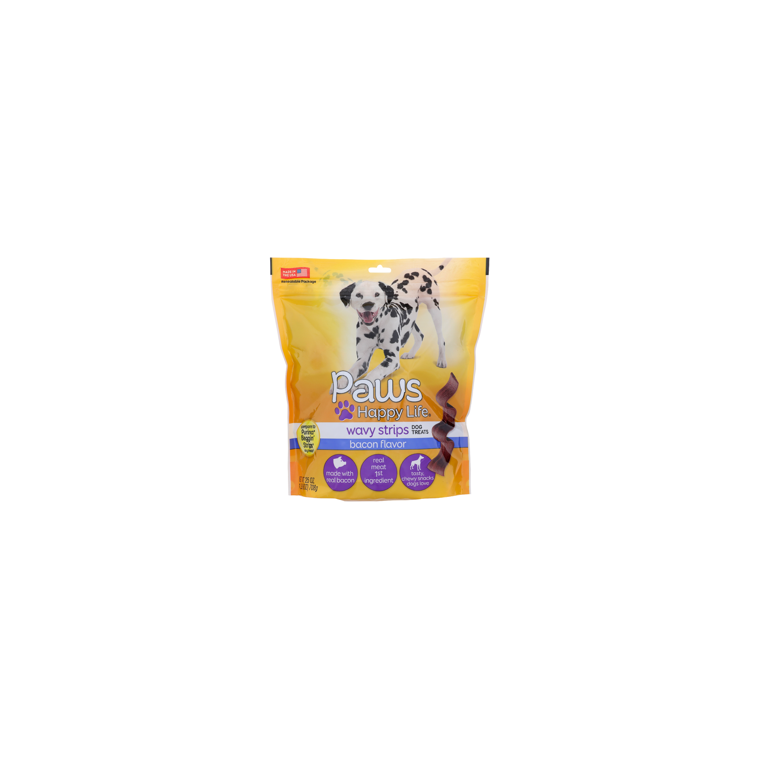 Paws Happy Life Bacon Flavor Wavy Strips Dog Treats - 25 Ounce Image 1 of 4