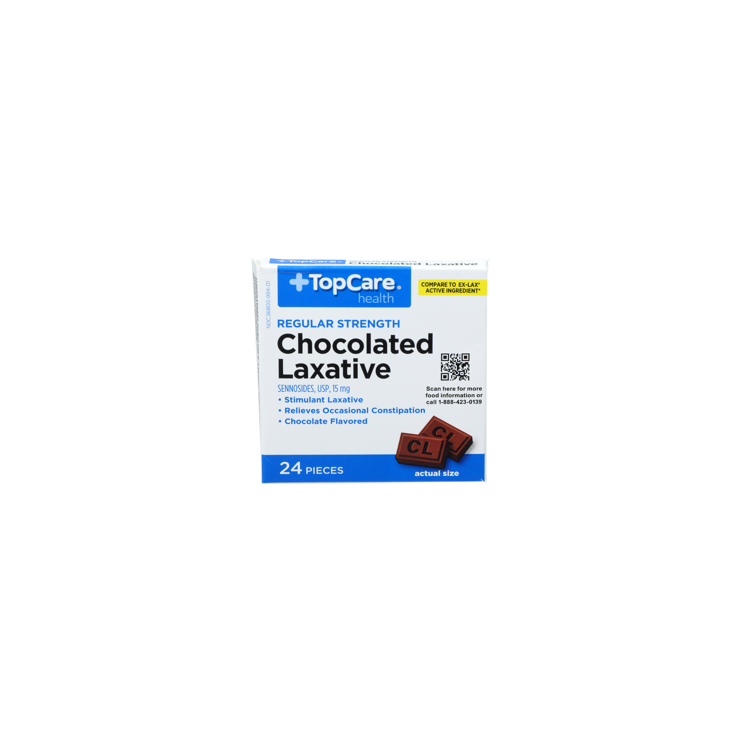 TopCare Health Chocolate Regular Strength Chocolated Laxative - 24 Count Image 1 of 2