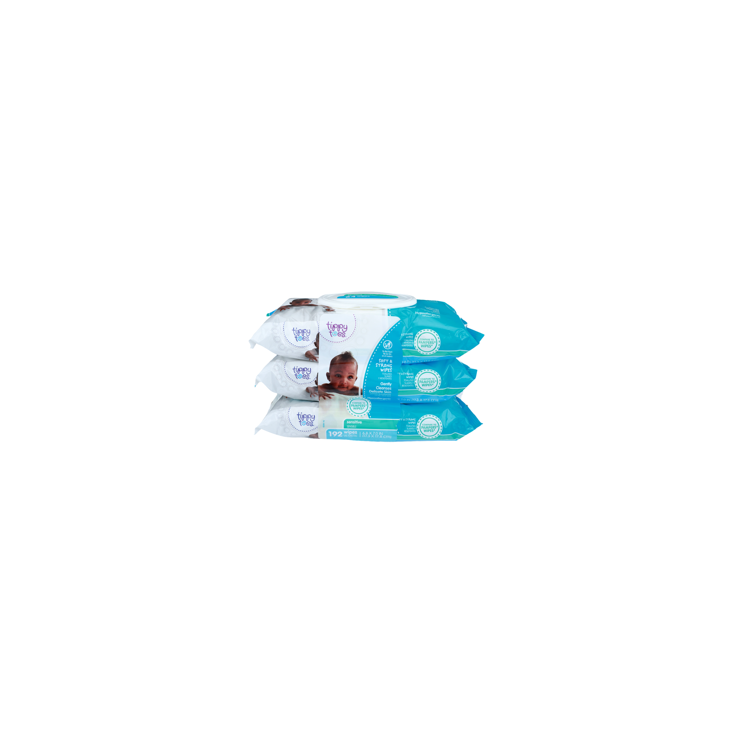 Tippy Toes Sensitive Soft & Strong Wipes - 192 Count Image 1 of 3