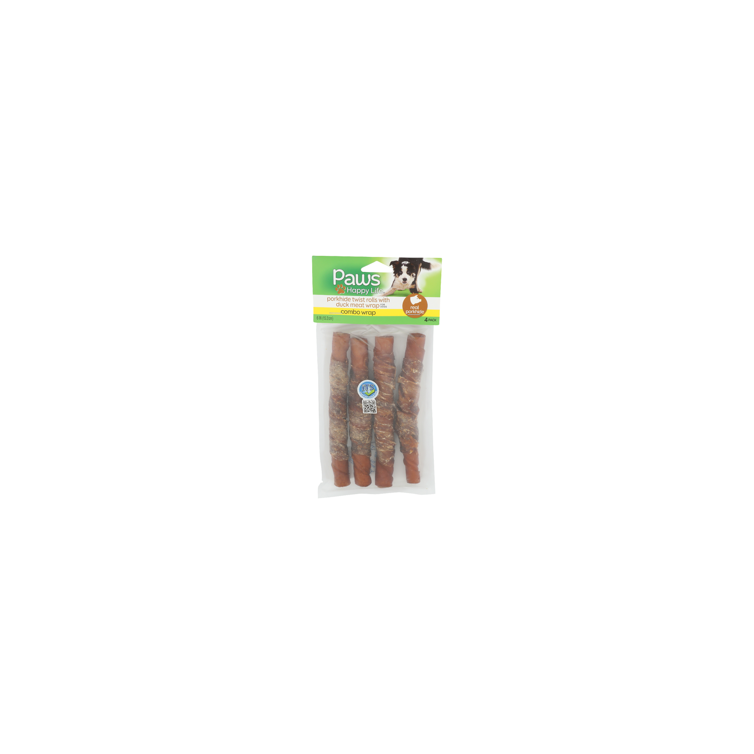 Paws Happy Life For Dogs Porkhide Twist Rolls With Duck Meat Wrap - 4 Count Image 1 of 4