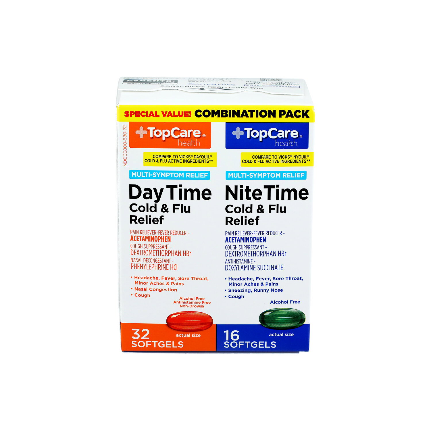 Top Care Health Day Time-Nite Time Cold & Flu Relief - 1 Each Image 1 of 3