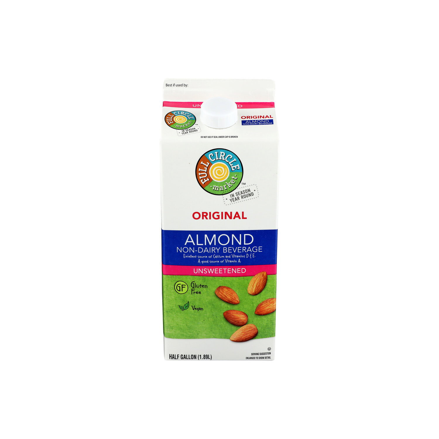Full Circle Market Unsweetened Almond Beverage - Half Gallon Image 1 of 4