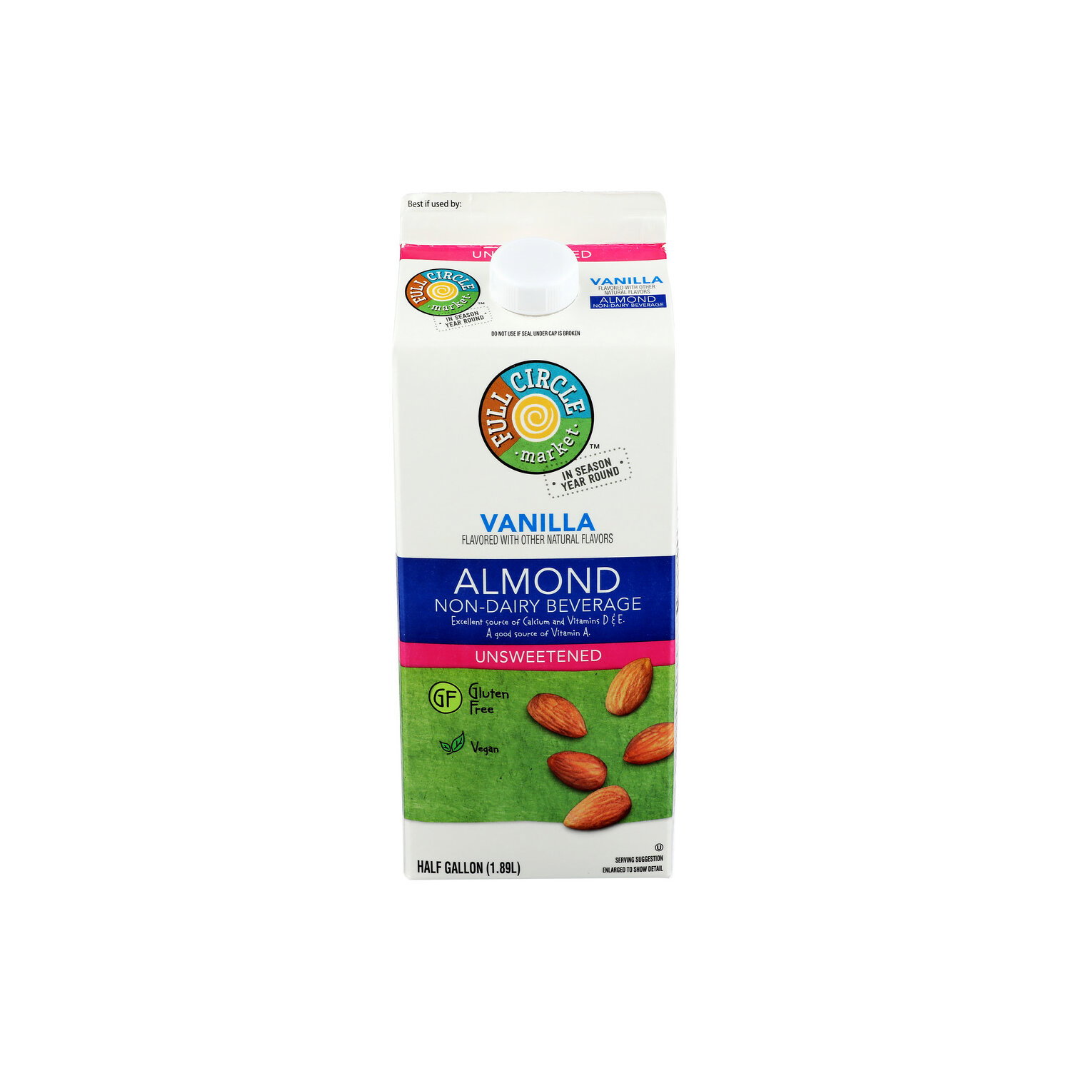 Full Circle Market Unsweetened Almond Beverage - Half Gallon Image 1 of 4