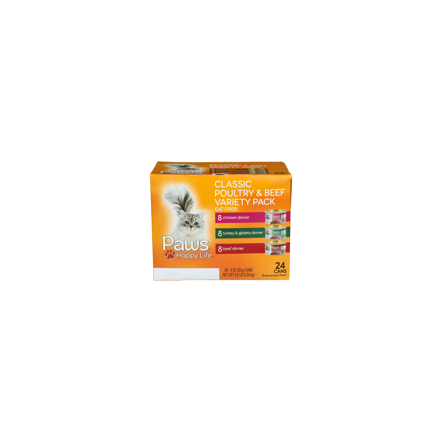 Paws Happy Life Chicken Dinner Turkey & Giblets Beef Classic Poultry & Beef Cat Food - 3 Ounce - 24 Count Image 1 of 2