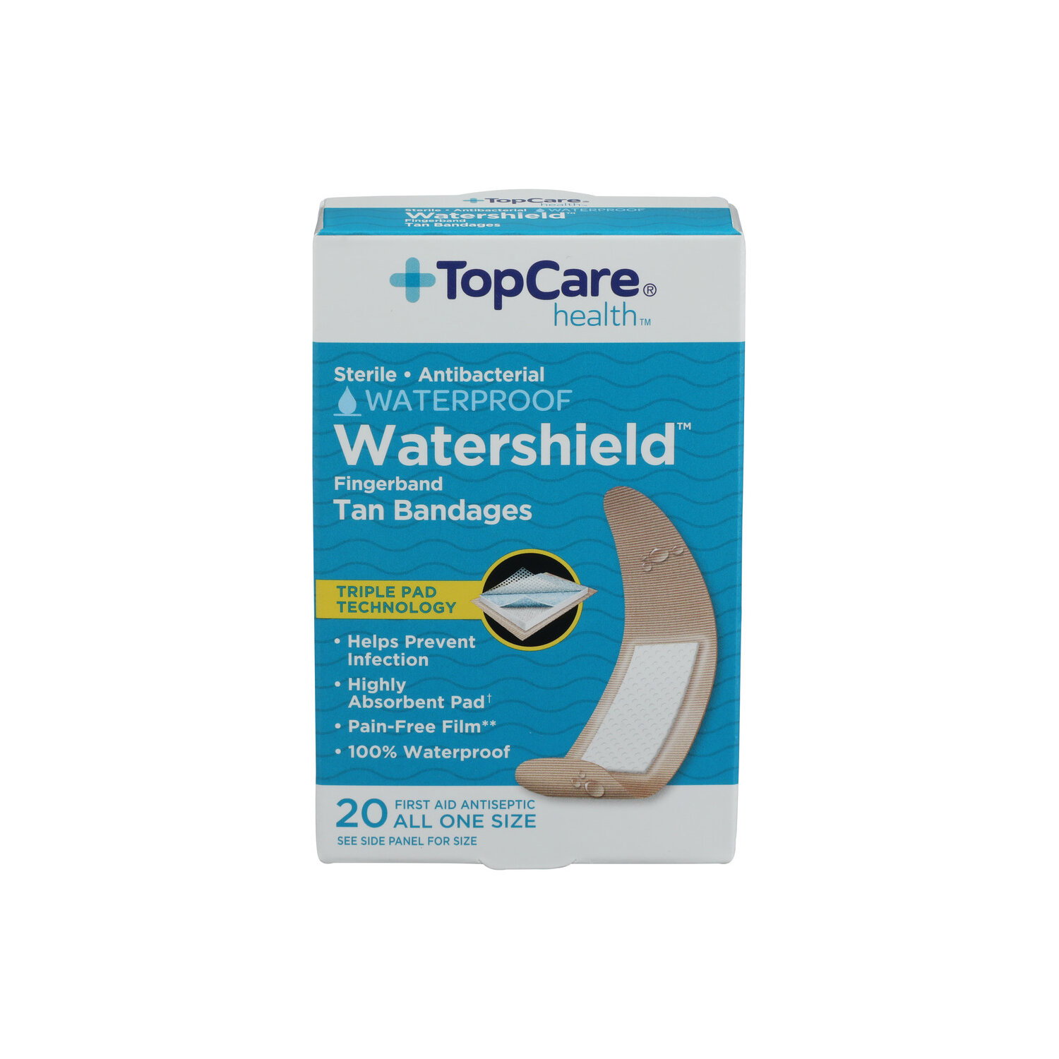 Top Care Waterproof Antibacterial Finger Bandages - 20 Count Image 1 of 3