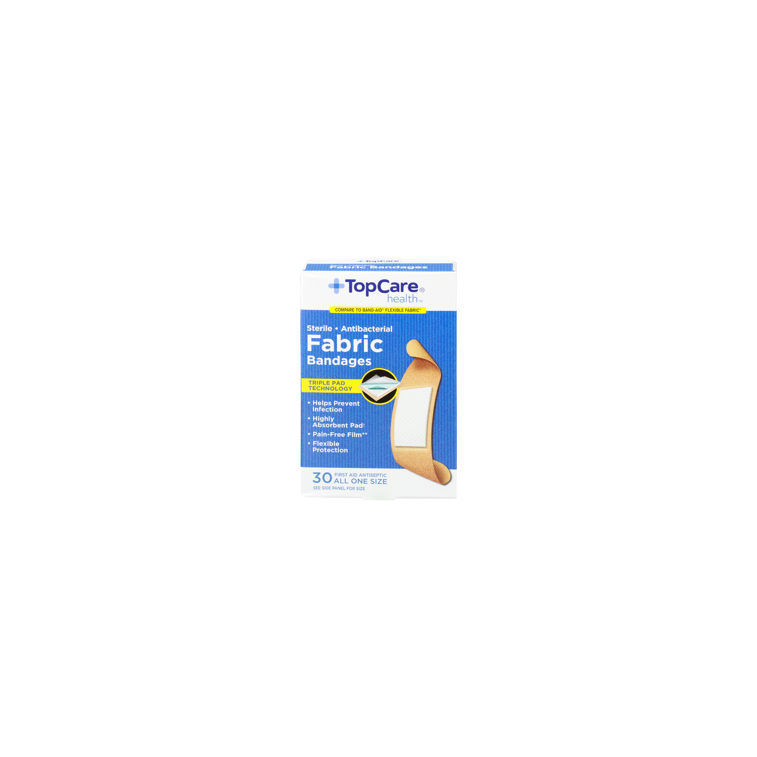 TopCare Health Antibacterial Flexible Fabric Adhesive Bandages - 30 Count Image 1 of 3