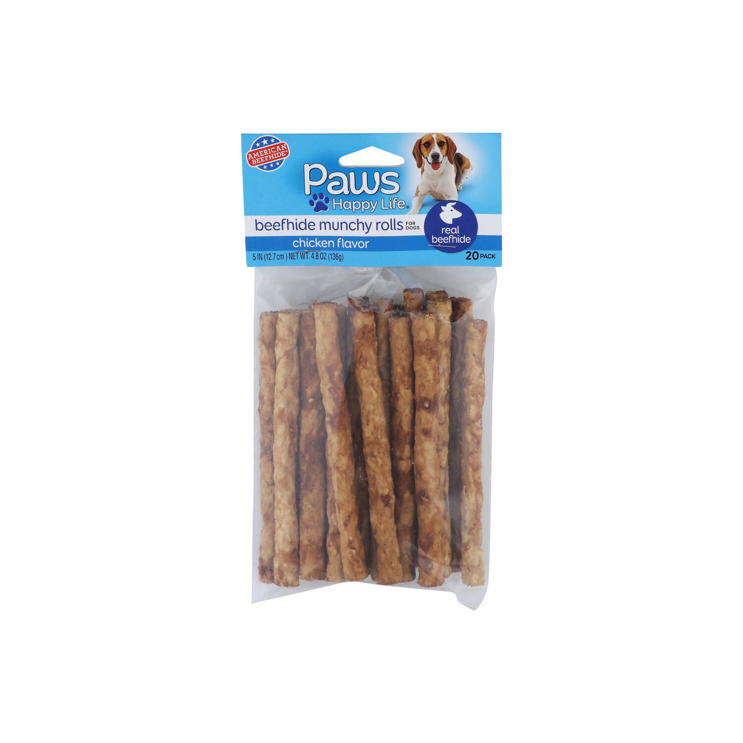 Paws Happy Life Beefhide Munchy Rolls Chicken Flavor - 0.24 Ounce - 20 Count Image 1 of 3