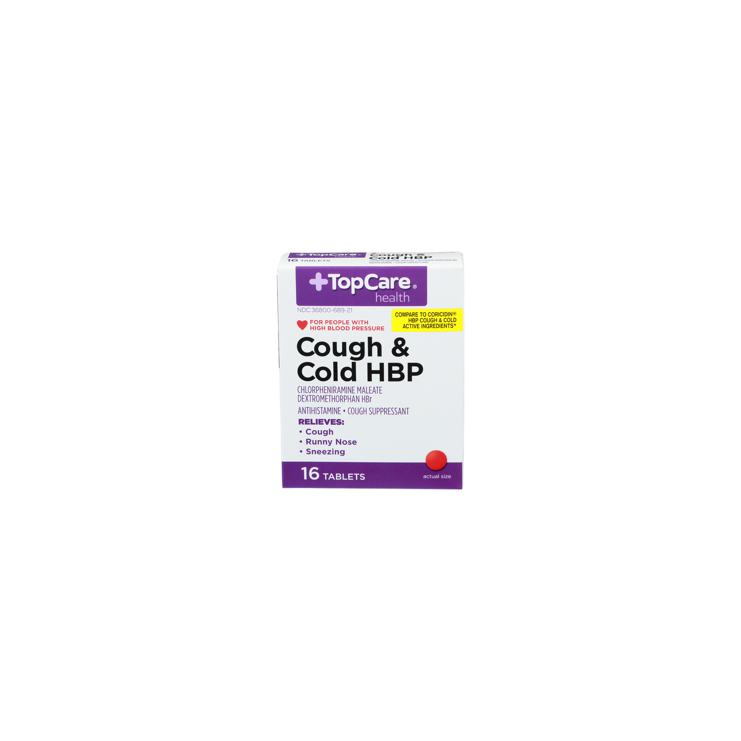 Topcare Health Health Cough & Cold Hbp - 16 Count Image 1 of 3
