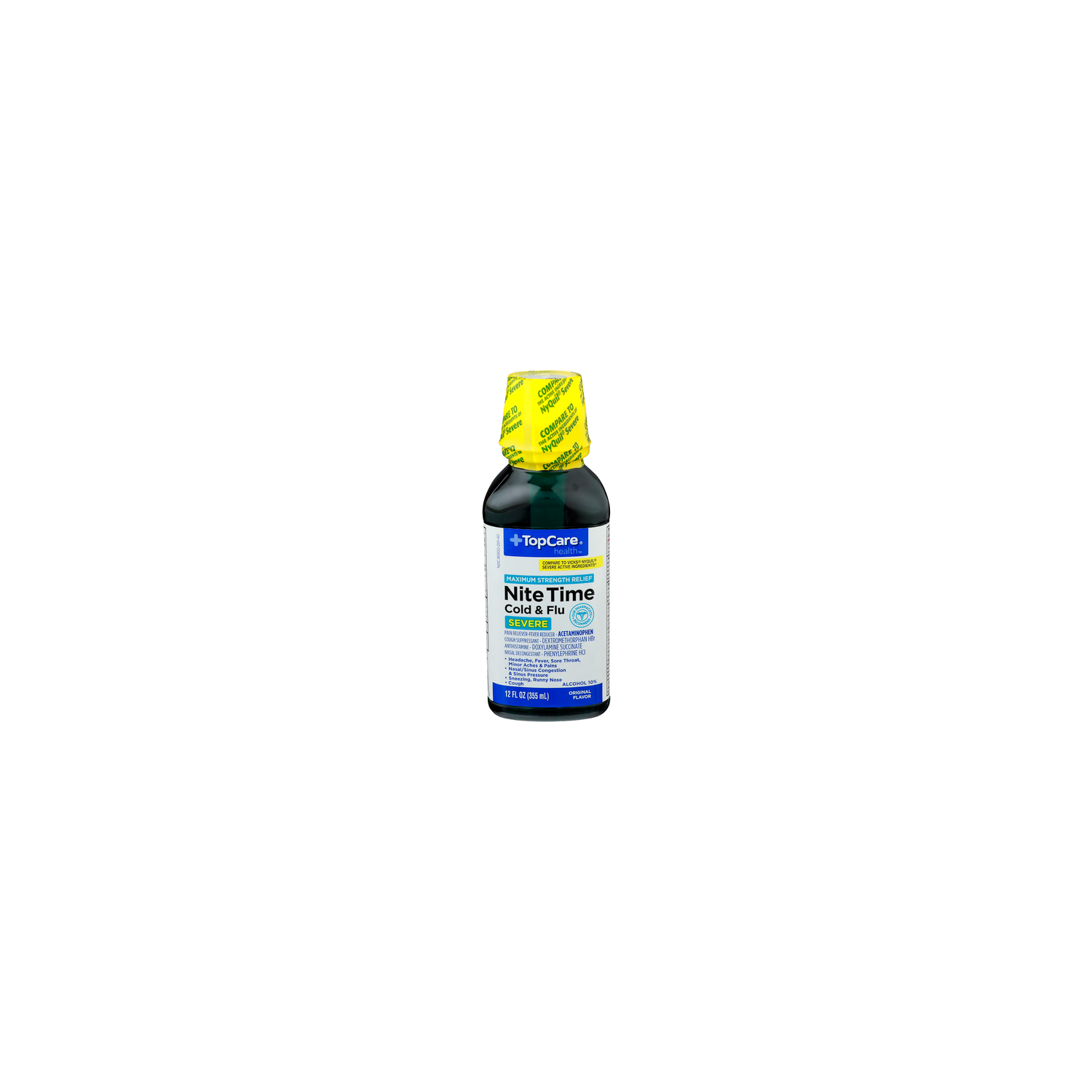 Topcare Health Original Flavor Health Nite Time Cold & Flu Severe - 12 Fluid Ounce Image 1 of 4