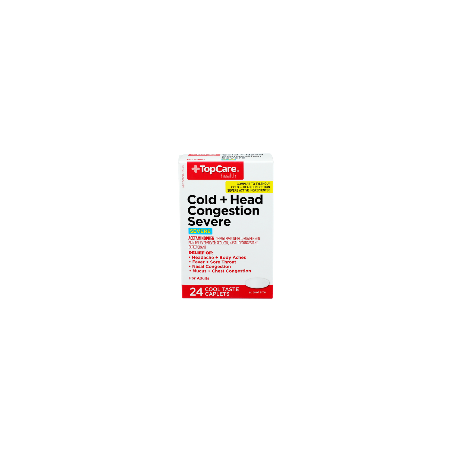 Top Care Health Severe Cold & Head Congestion Relief Caplets - 24 Count Image 1 of 4