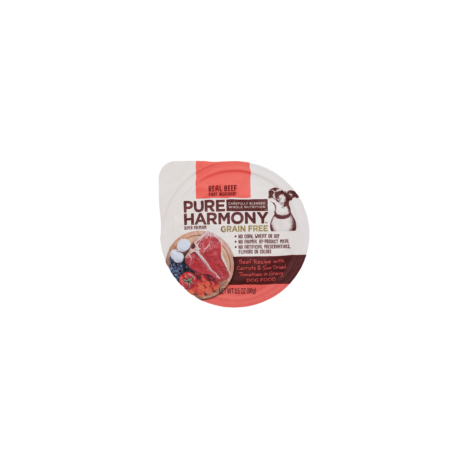 Pure Harmony Beef Recipe With Carrots & Sun Dried Tomatoes In Gravy Super Premium Grain Free Dog Food - 3.5 Ounce Image 1 of 4
