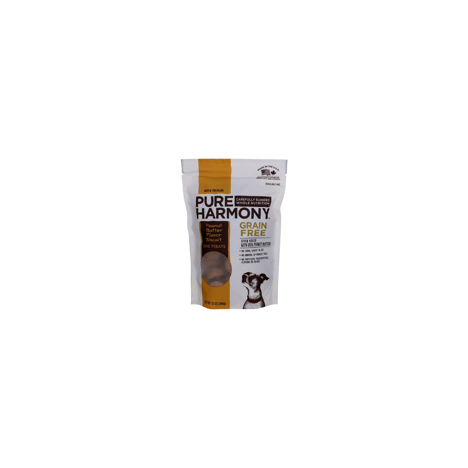 Pure Harmony Grain Free Peanut Butter Flavor Biscuit Super Premium Dog Treats - 12 Ounce Image 1 of 4
