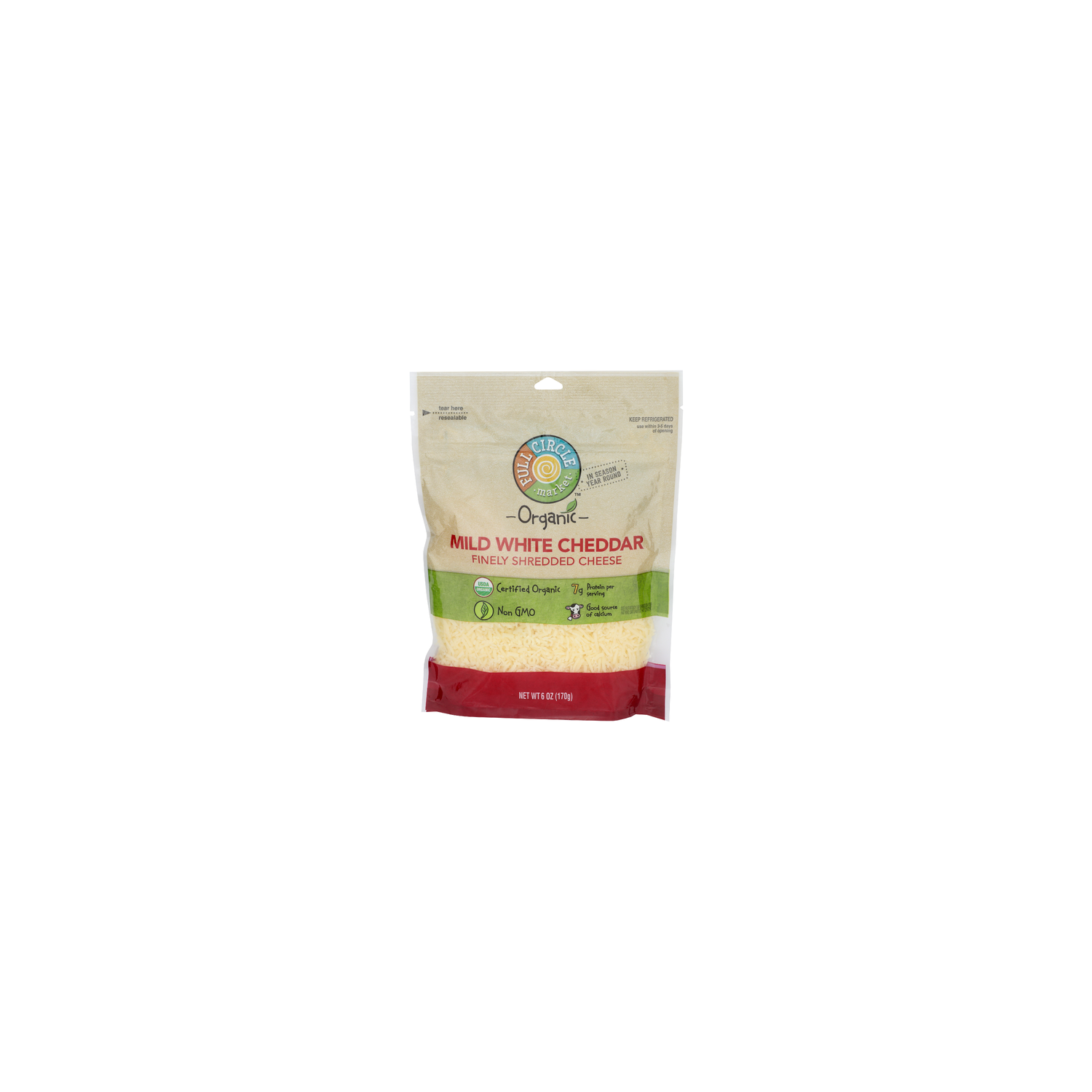 Full Circle Market Mild White Cheddar Finely Shredded Cheese - 6 Ounce Image 1 of 4