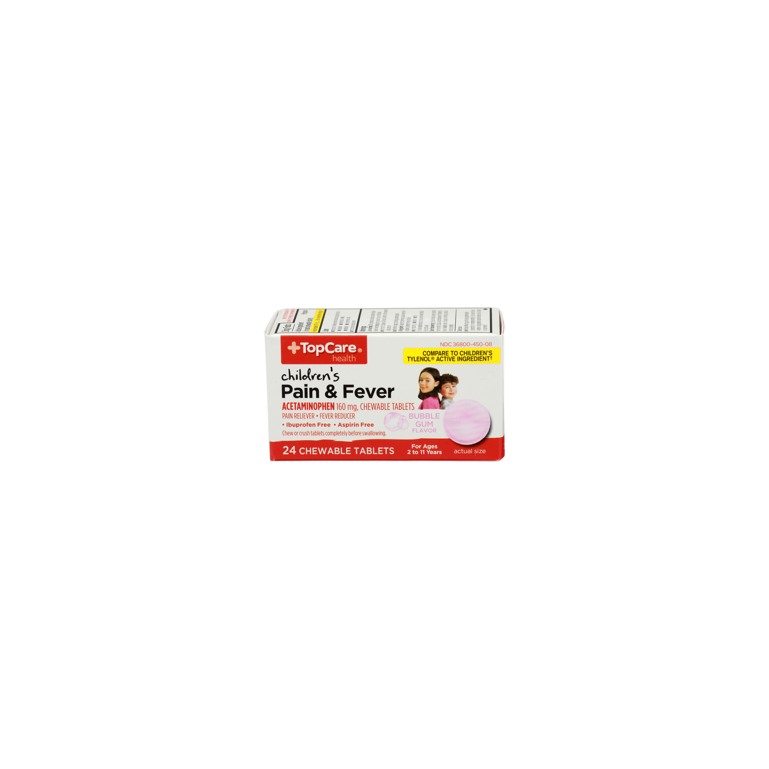 TopCare Health Bubble Gum Flavor Children's Acetaminophen Pain & Fever - 24 Count Image 1 of 4