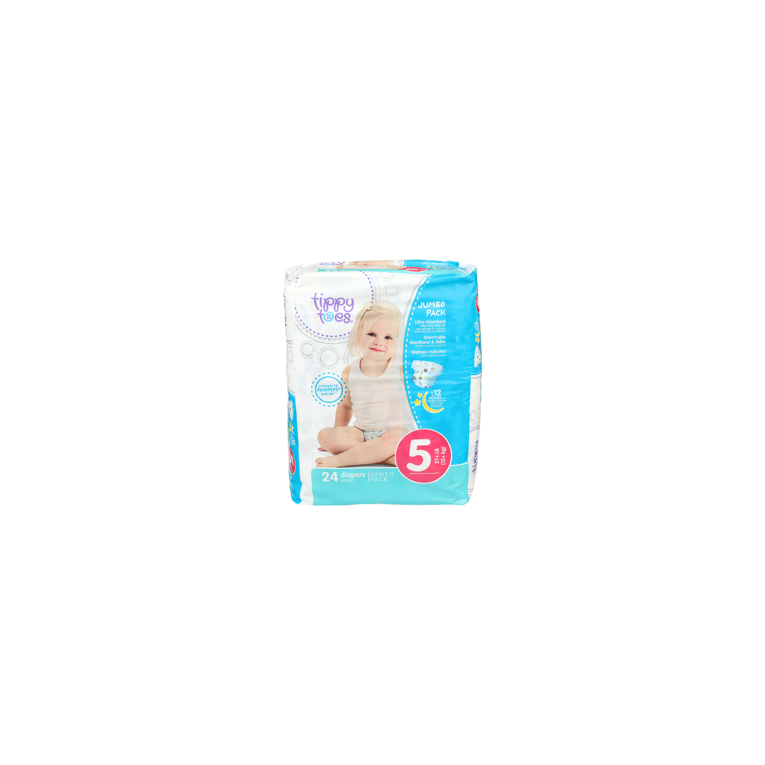 Tippy Toes 5 27+ Lb 12+ Kg Diapers - 24 Count Image 1 of 2