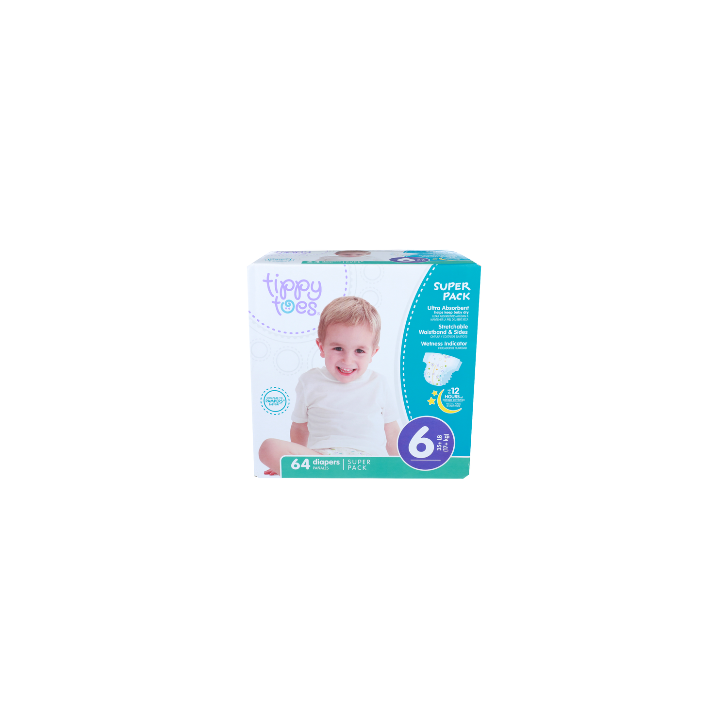 Tippy Toes Super Pack 6 35+ Lb 17+ Kg Diapers - 64 Count Image 1 of 2