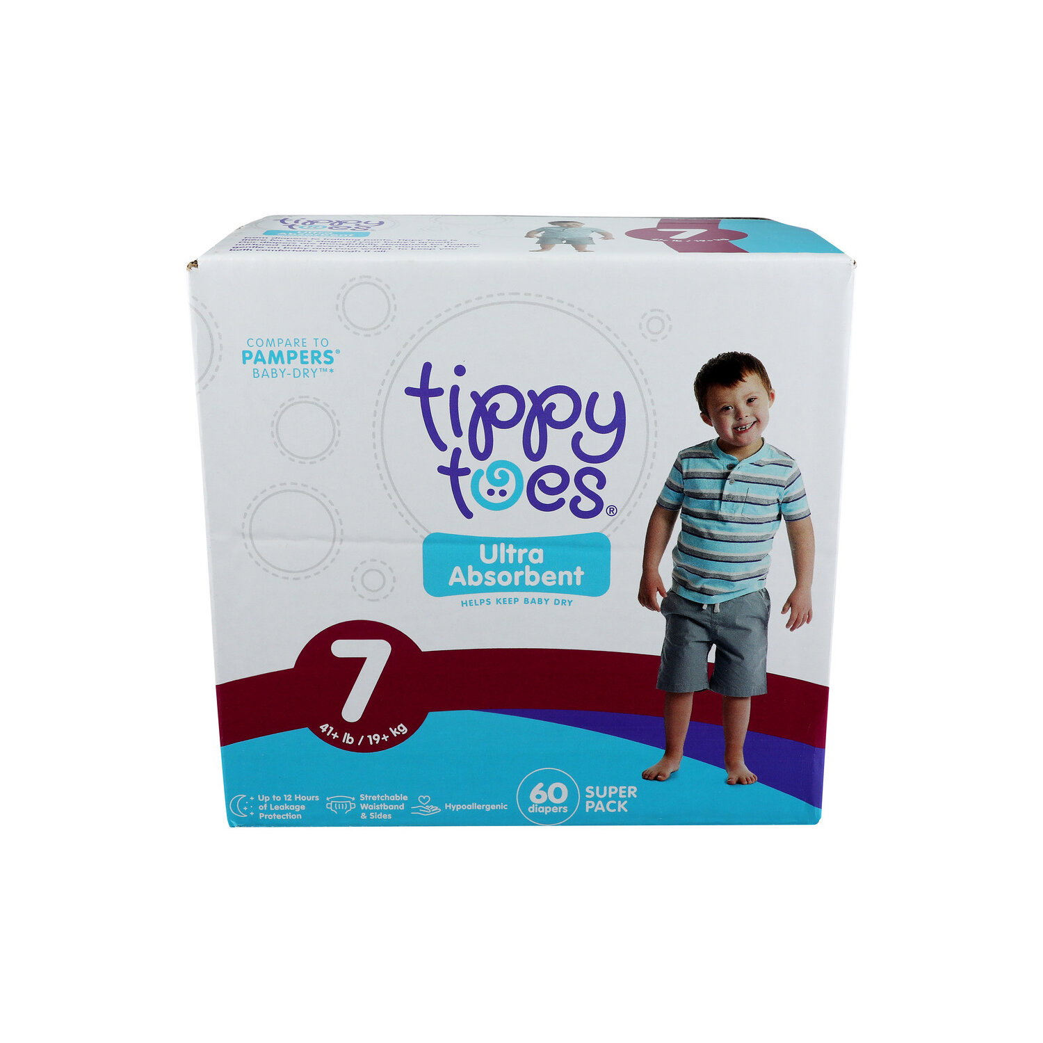 Tippy Toes Size 7 Ultra Absorbent Diapers - 60 Count Image 1 of 2