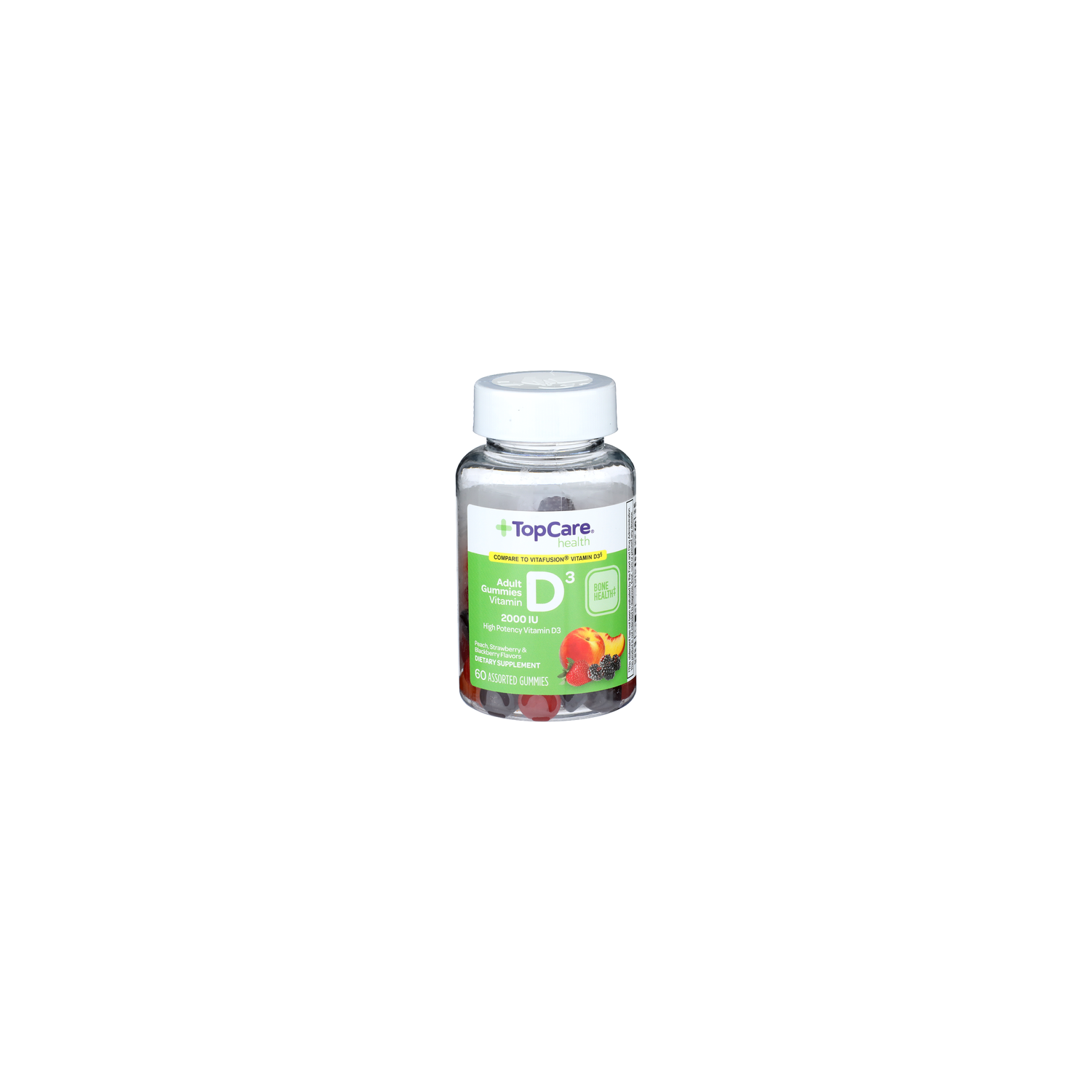 Topcare Health Peach, Strawberry & Blackberry Flavors Health Adult Gummies Vitamin D3 - 60 Count Image 1 of 2