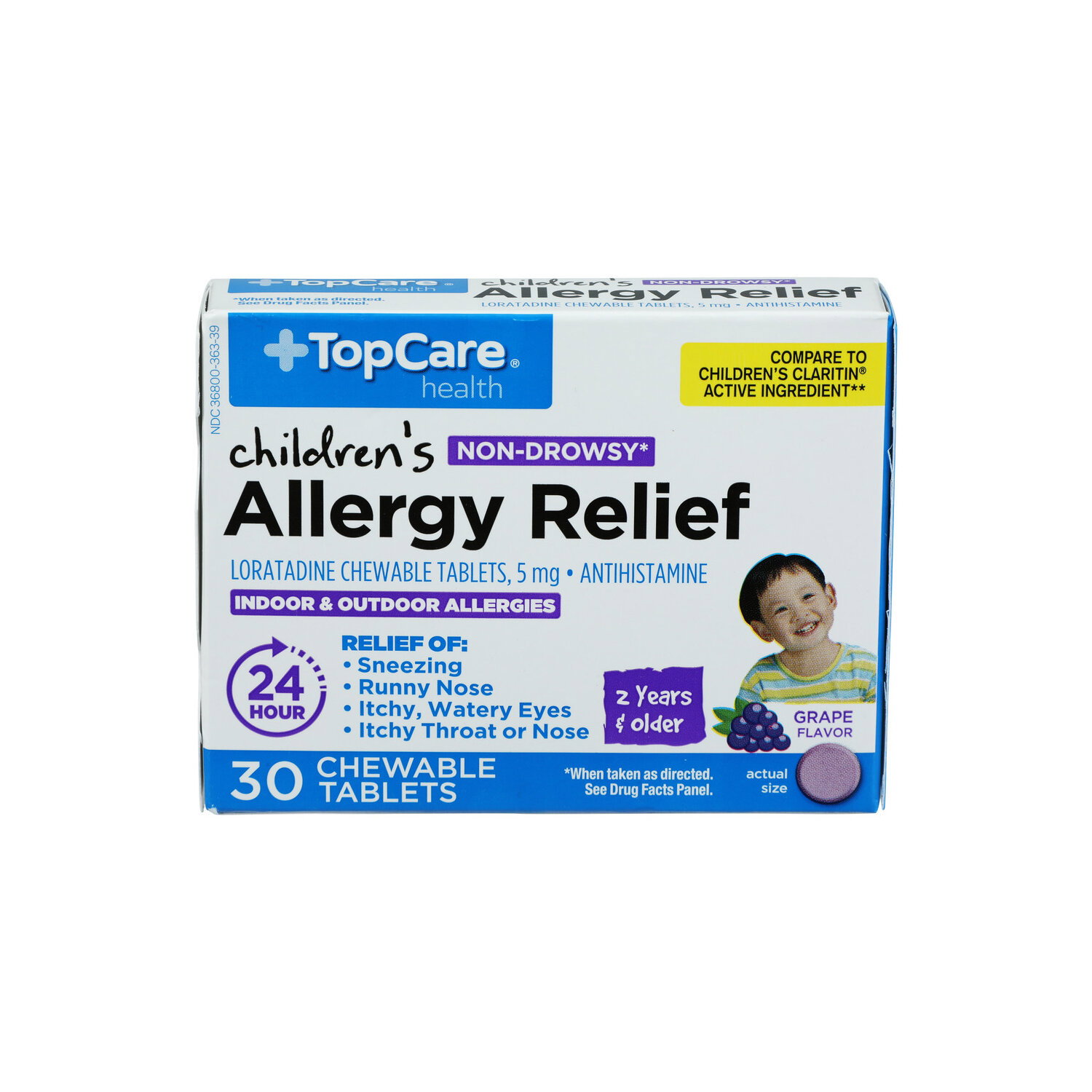 Top Care Health Grape Non-Drowsy Children's Allergy Relief Chewable Tablets - 30 Count Image 1 of 2
