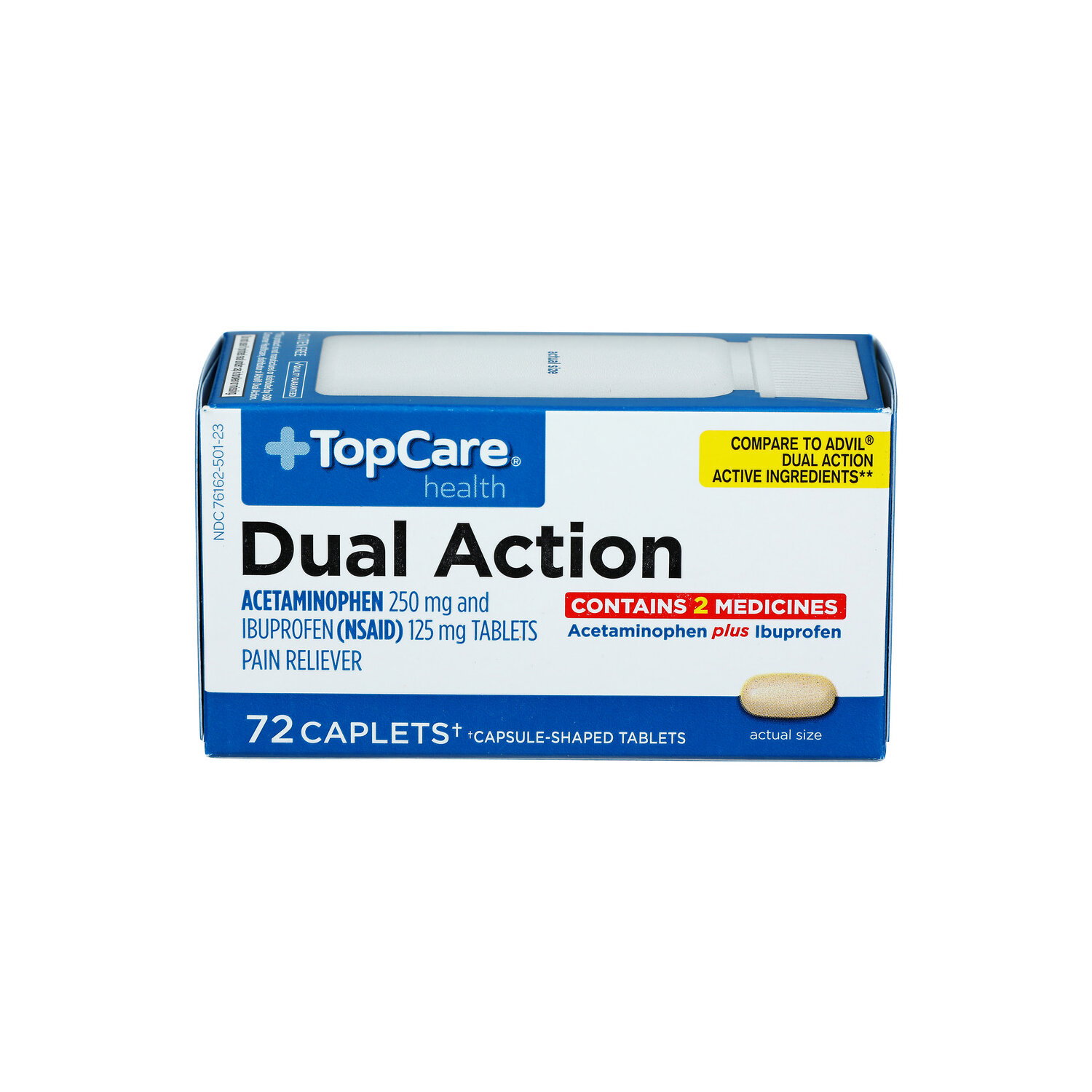 Top Care Health Dual Action Pain Reliever Caplets - 72 Count Image 1 of 4