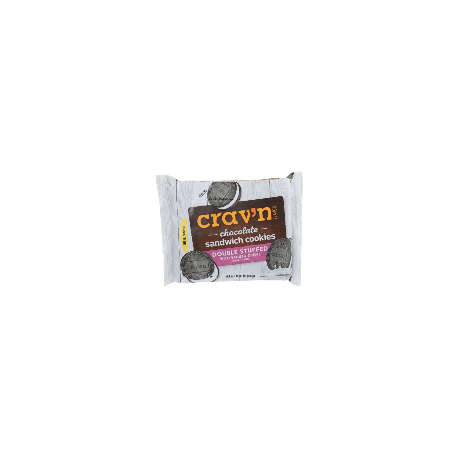 CRAV'N Flavor Chocolate Double Stuffed With Vanilla Creme Sandwich Cookies - 15.35 Ounce Image 1 of 4