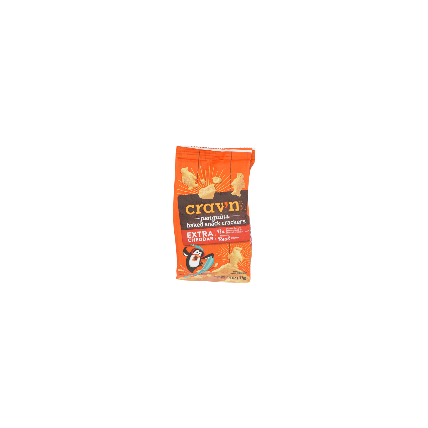 CRAV'N Flavor Extra Cheddar Penguins Baked Snack Crackers - 6.6 Ounce Image 1 of 4