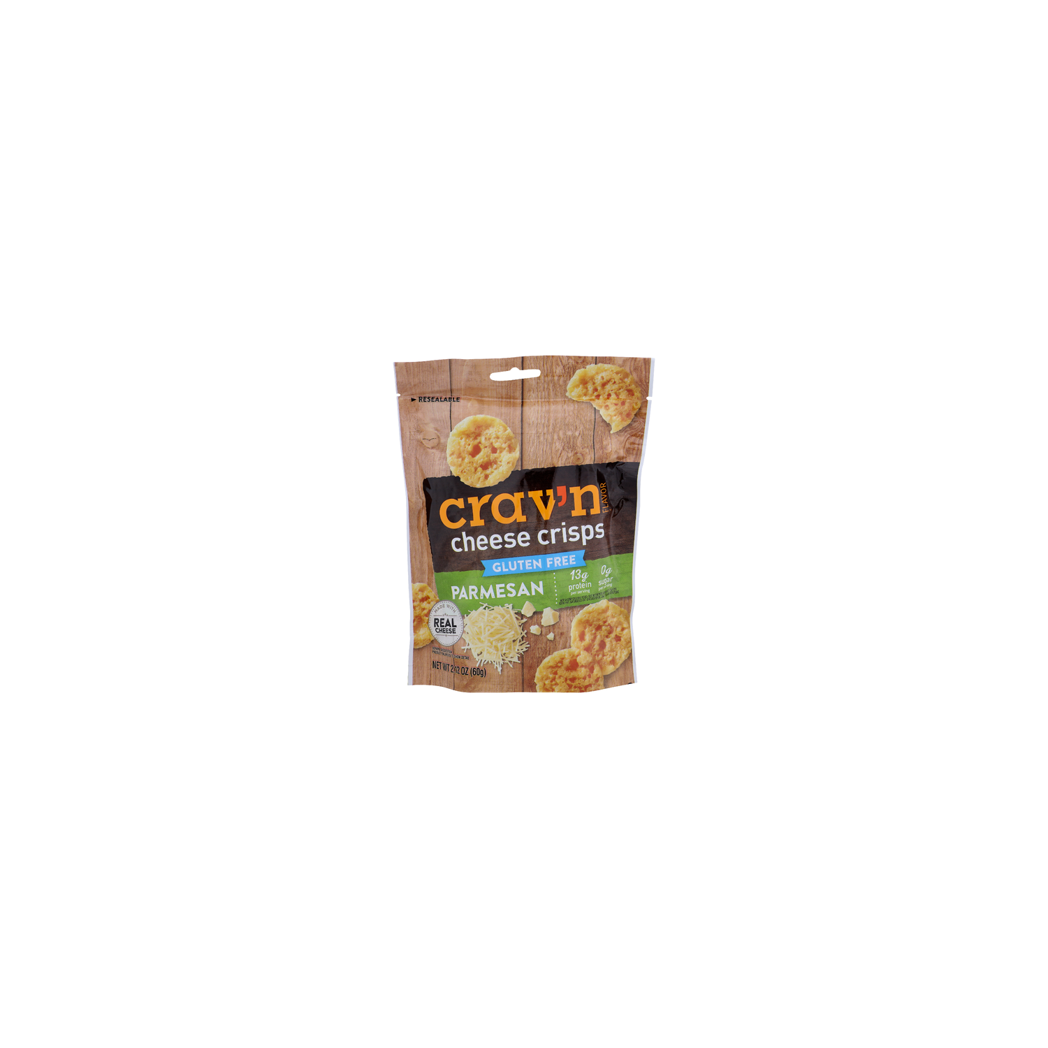 CRAV'N Flavor Parmesan Gluten Free Cheese Crisps - 2.12 Ounce Image 1 of 4