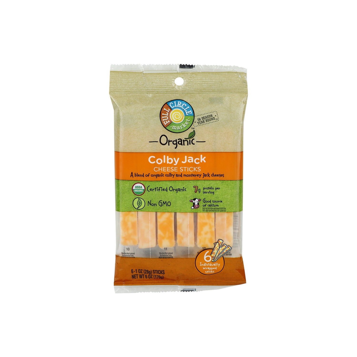Full Circle Market Organic Colby Jack Cheese Sticks - 6 Ounce Image 1 of 4