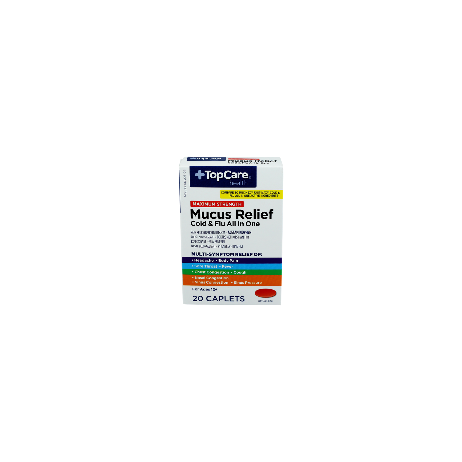 Top Care Health Maximum Strength Mucus Relief Cold & Flu All In One Caplets - 20 Count Image 1 of 2