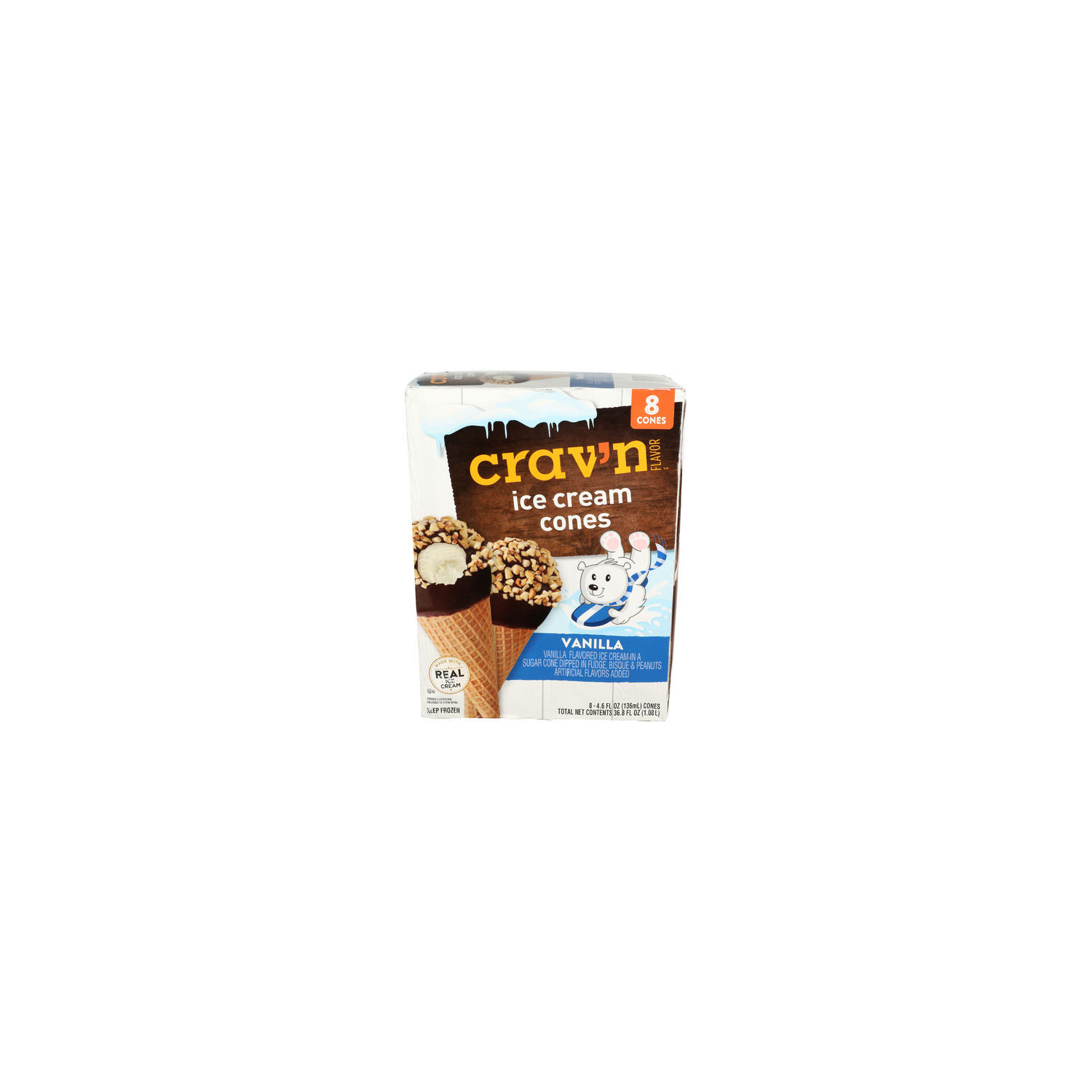 CRAV'N Flavor Vanilla Ice Cream Cones - 4.6 Fluid Ounce - 8 Count Image 1 of 4