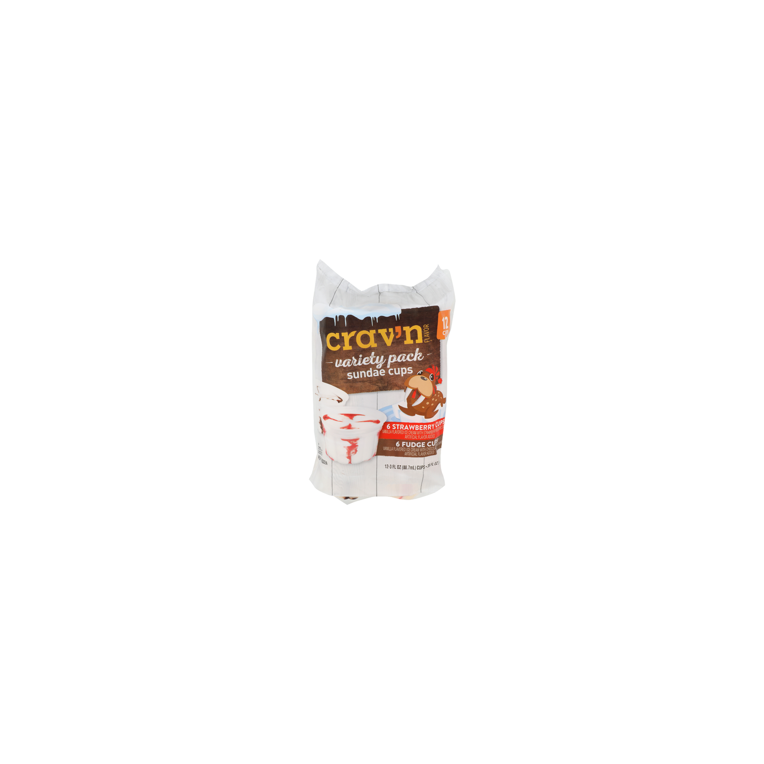 CRAV'N Flavor Strawberry Fudge Variety Pack Sundae Cups - 3 Fluid Ounce - 12 Count Image 1 of 4