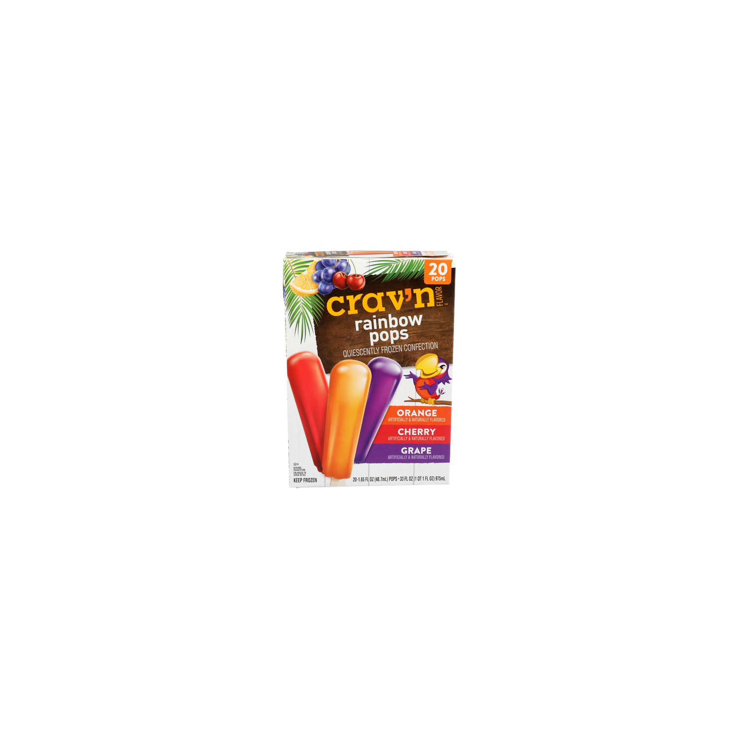 CRAV'N Flavor Orange Cherry Grape Rainbow Pops - 1.65 Fluid Ounce - 20 Count Image 1 of 4