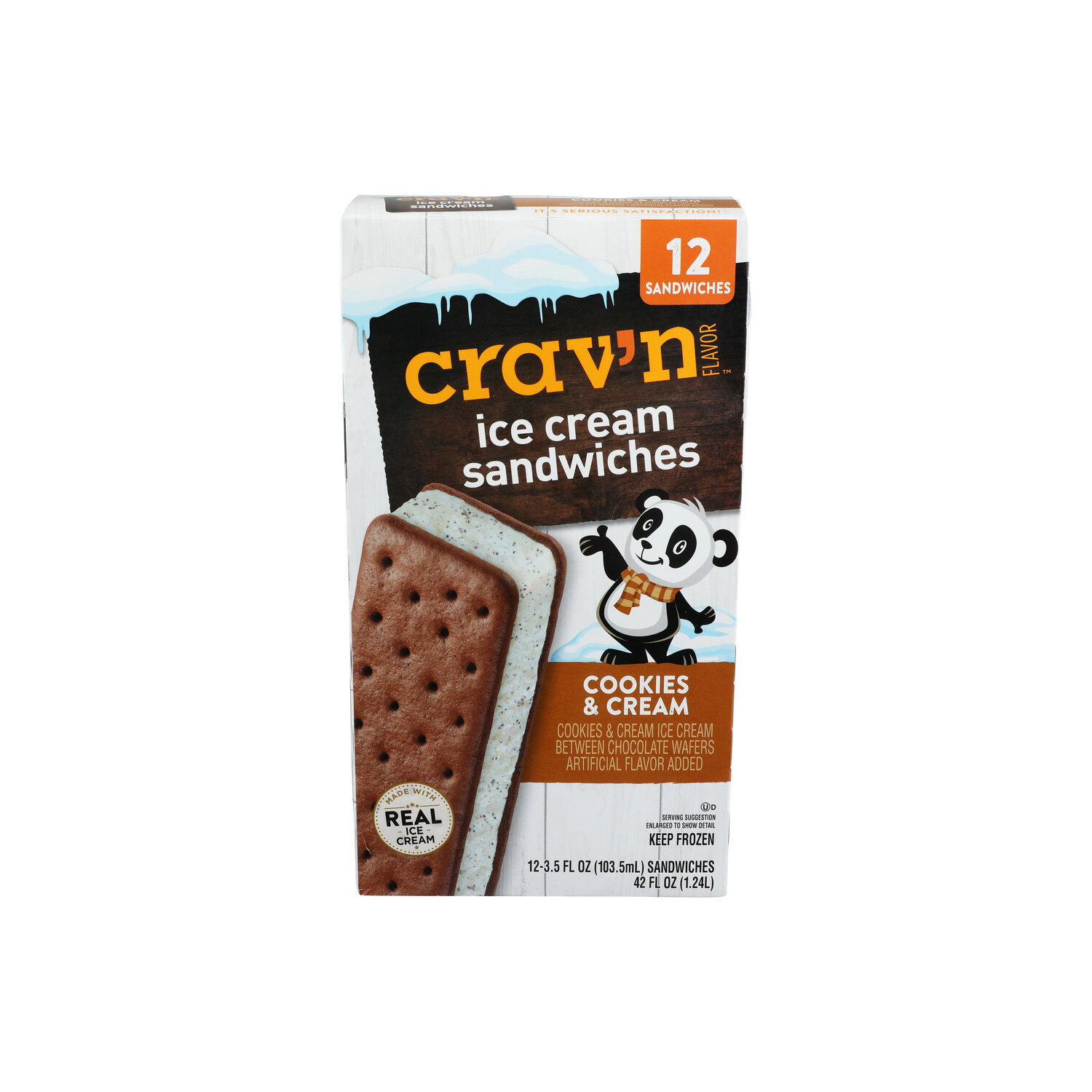 Crav'n Flavor Cookie & Cream Ice Cream Sandwiches - 3.5 Fluid Ounce - 12 Count Image 1 of 4