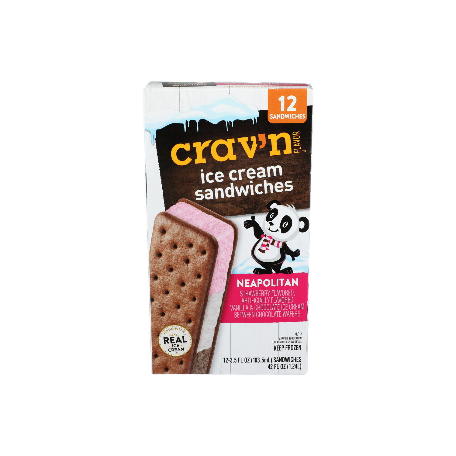 Crav'n Flavor Neapolitan Ice Cream Sandwiches - 3.5 Fluid Ounce - 12 Count Image 1 of 4