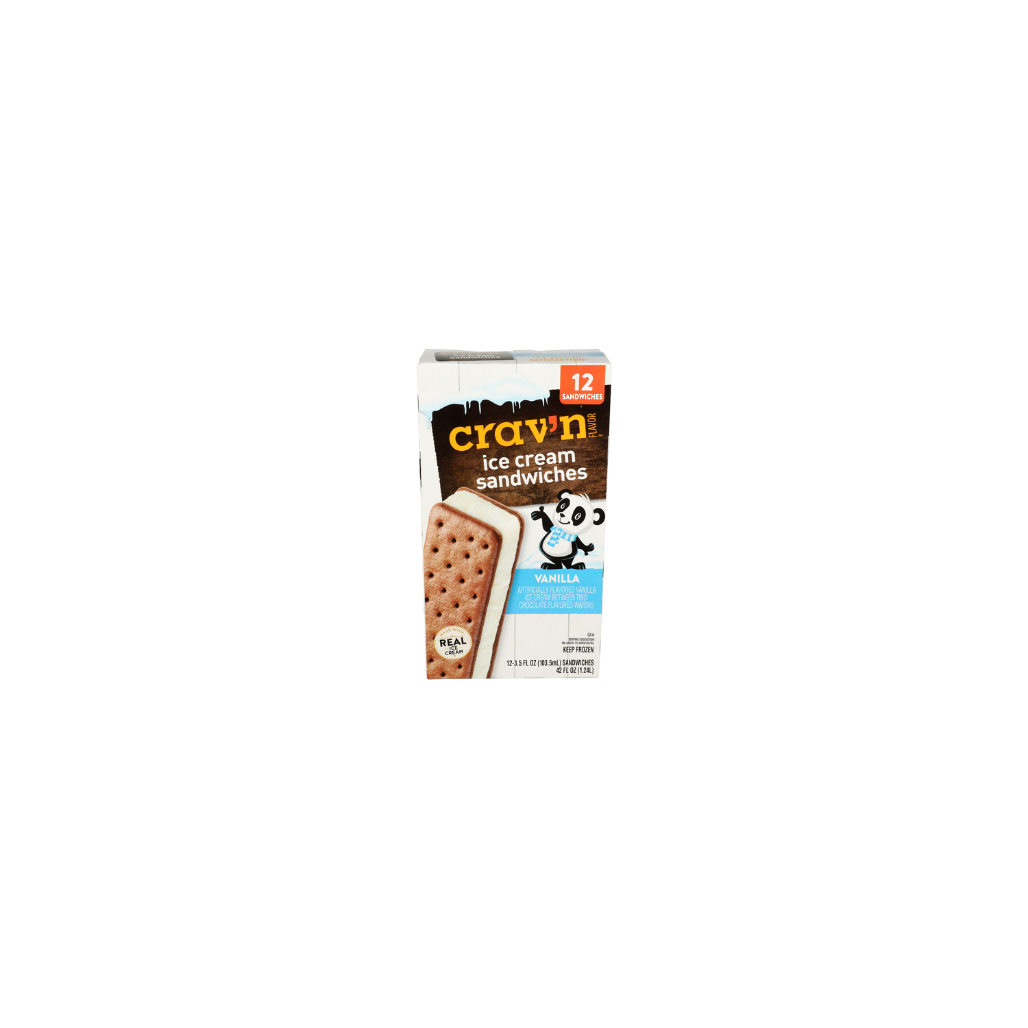CRAV'N Flavor Vanilla Ice Cream Sandwiches - 3.5 Fluid Ounce - 12 Count Image 1 of 4