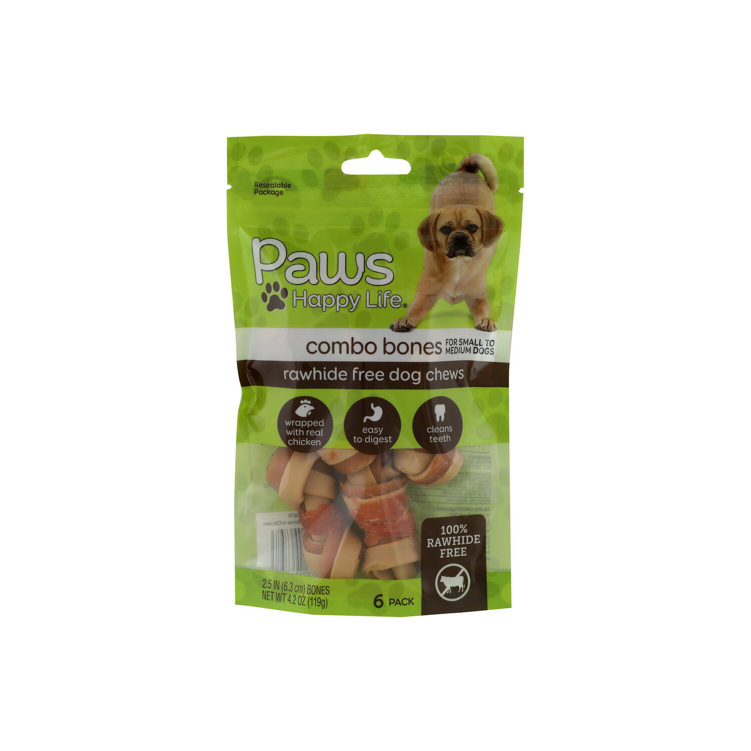 Paws Happy Life Chicken Wrapped Combo Bones - 0.7 Ounce - 6 Count Image 1 of 4