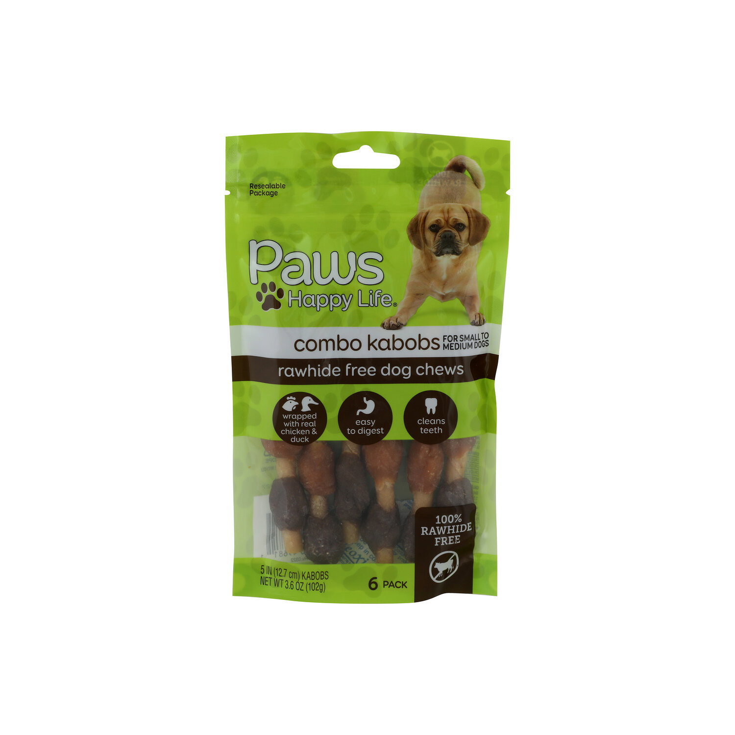 Paws Happy Life Combo Kabobs Wrapped With Real Duck & Chicken - 0.6 Ounce - 6 Count Image 1 of 4