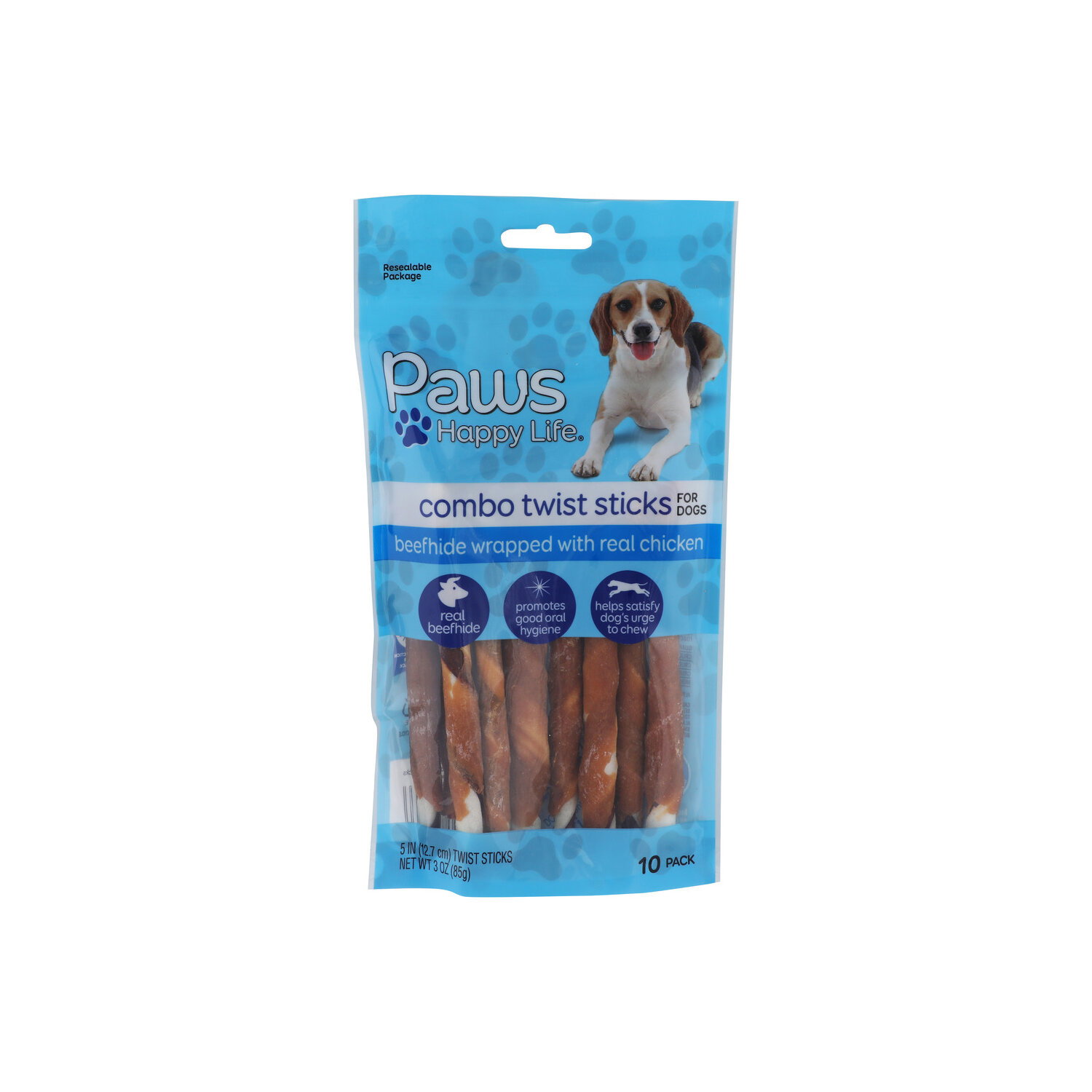 Paws Happy Life Beefhide Wrapped With Real Chicken Combo Twist Stick - 0.3 Ounce - 10 Count Image 1 of 4