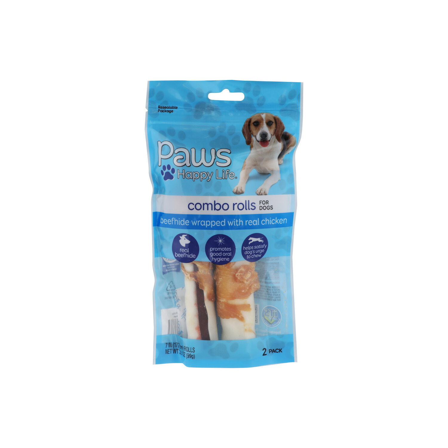 Paws Happy Life Beefhide Wrapped With Real Chicken Combo Rolls - 1.75 Ounce - 2 Count Image 1 of 4