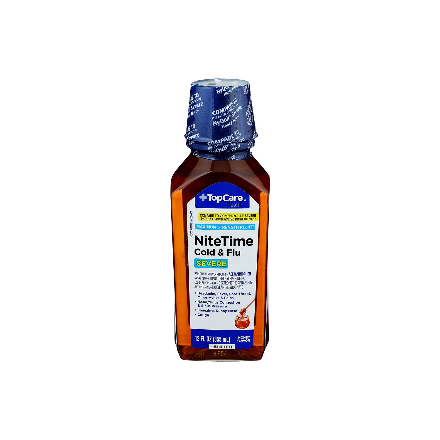 Top Care Health Honey Maximum Strength Severe Nite Time Cold & Flu Relief - 12 Fluid Ounce Image 1 of 4