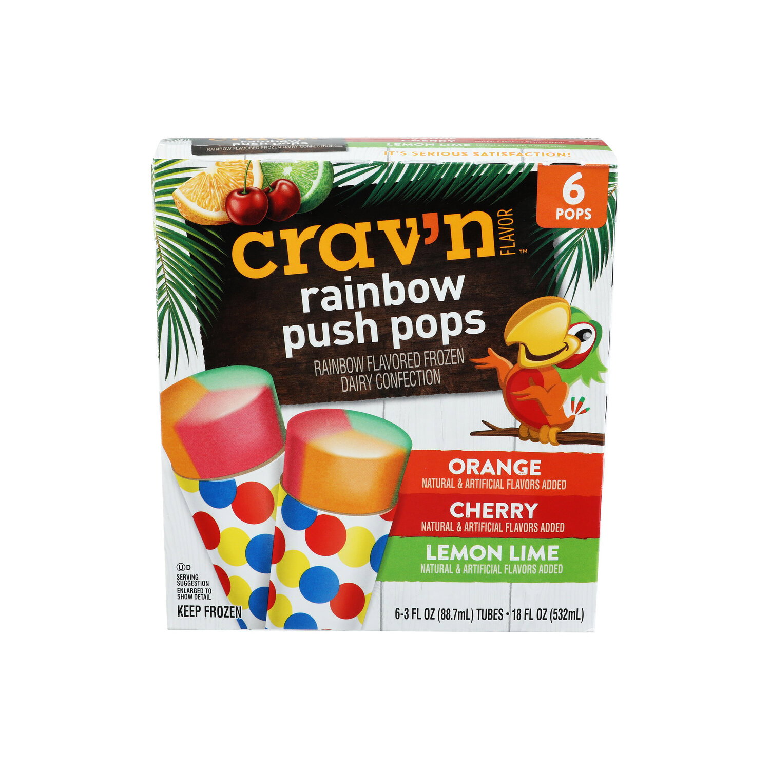 Crav'n Flavor Rainbow Push Pops - 3 Fluid Ounce - 6 Count Image 1 of 4